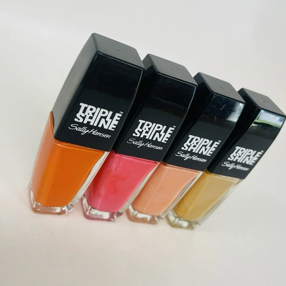 4 Sally Hansen Triple Shine Nail Polish Nail Polish Shiny Multicolor Orange Pink